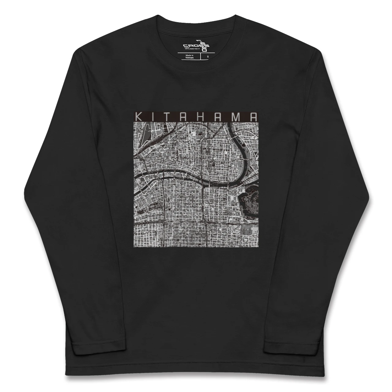 【北浜(大阪府)】地図柄ロングスリーブTシャツ
