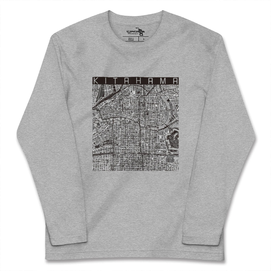 【北浜(大阪府)】地図柄ロングスリーブTシャツ