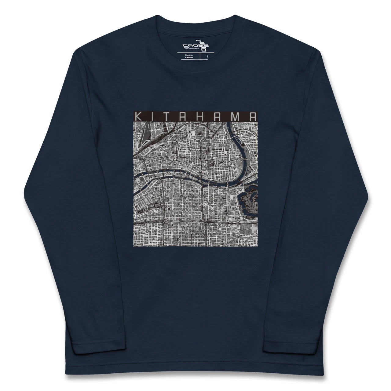 【北浜(大阪府)】地図柄ロングスリーブTシャツ