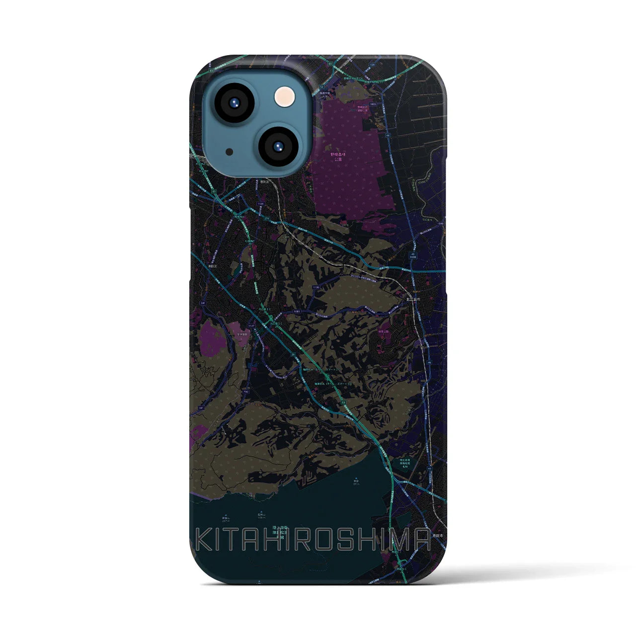 【北広島2(北海道)】地図柄iPhoneケース(バックカバータイプ)