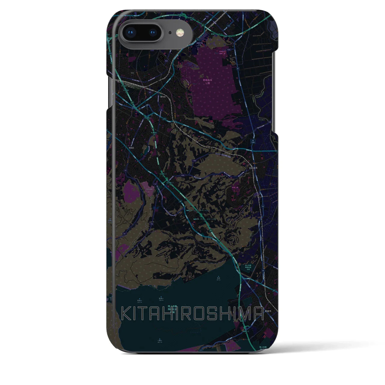 【北広島2(北海道)】地図柄iPhoneケース(バックカバータイプ)