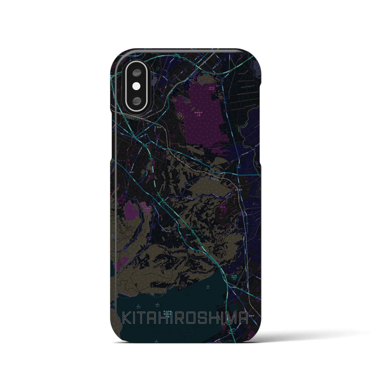 【北広島2(北海道)】地図柄iPhoneケース(バックカバータイプ)
