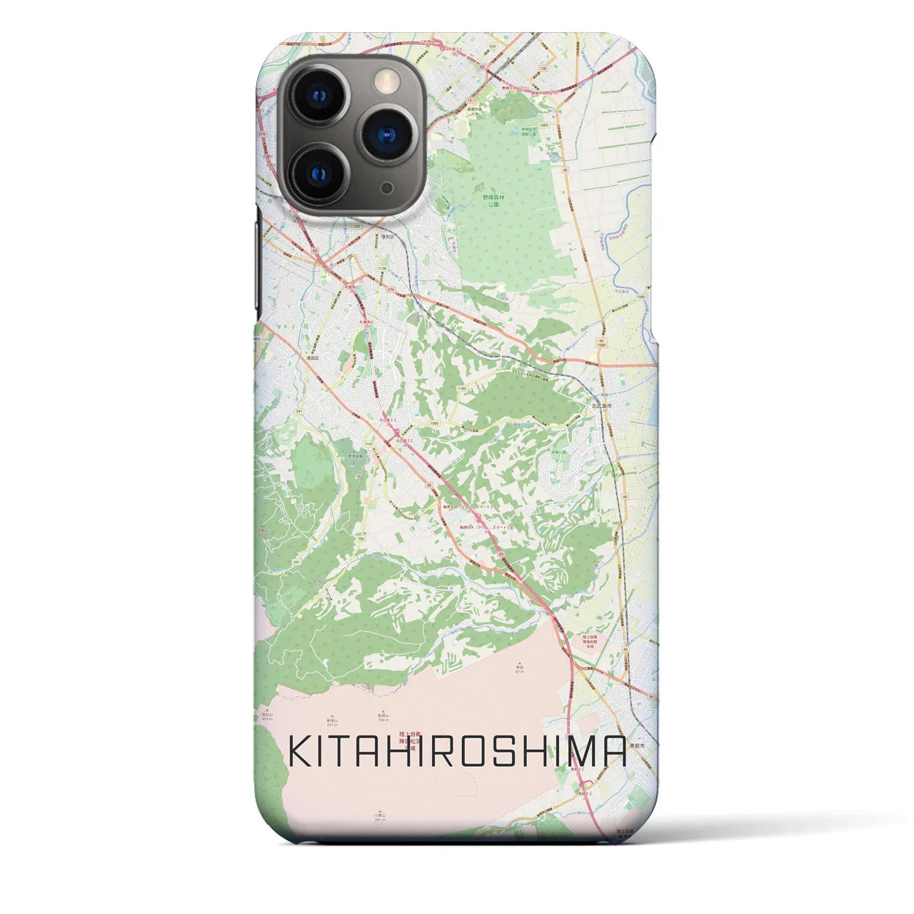 【北広島2(北海道)】地図柄iPhoneケース(バックカバータイプ)