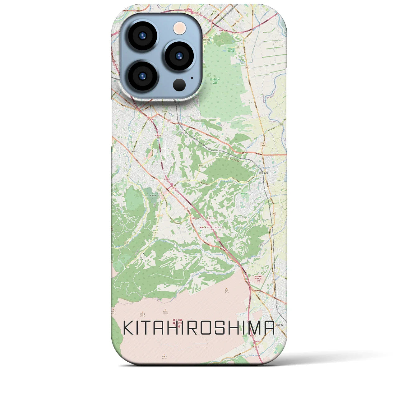 【北広島2(北海道)】地図柄iPhoneケース(バックカバータイプ)