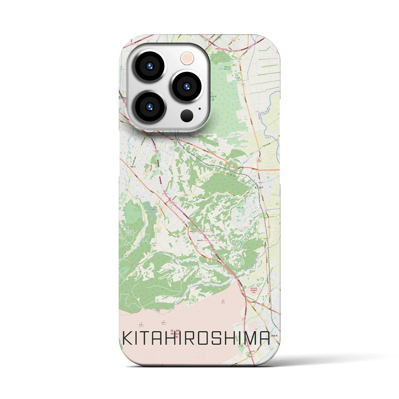 【北広島2(北海道)】地図柄iPhoneケース(バックカバータイプ)