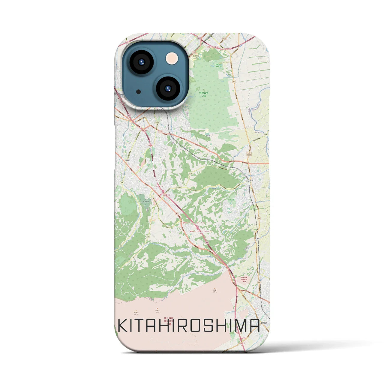 【北広島2(北海道)】地図柄iPhoneケース(バックカバータイプ)
