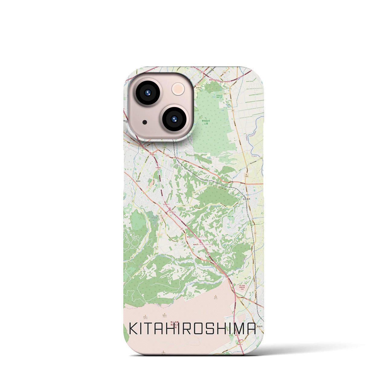 【北広島2(北海道)】地図柄iPhoneケース(バックカバータイプ)