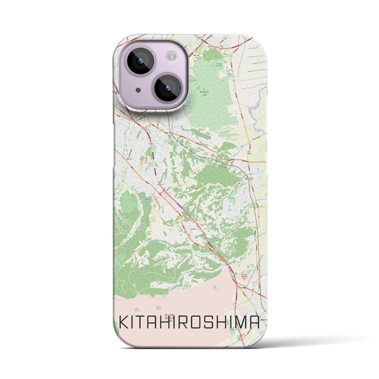 【北広島2(北海道)】地図柄iPhoneケース(バックカバータイプ)