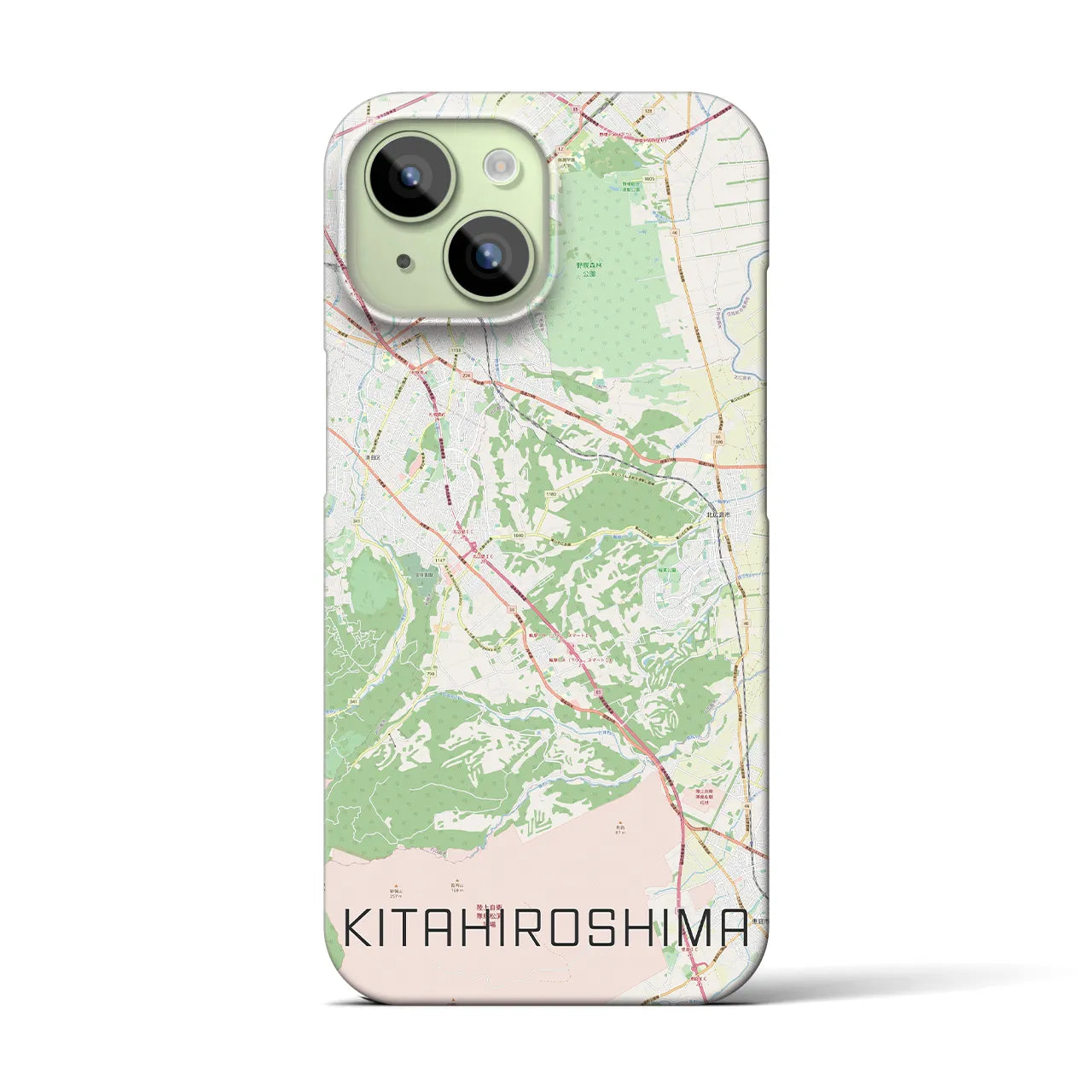 【北広島2(北海道)】地図柄iPhoneケース(バックカバータイプ)
