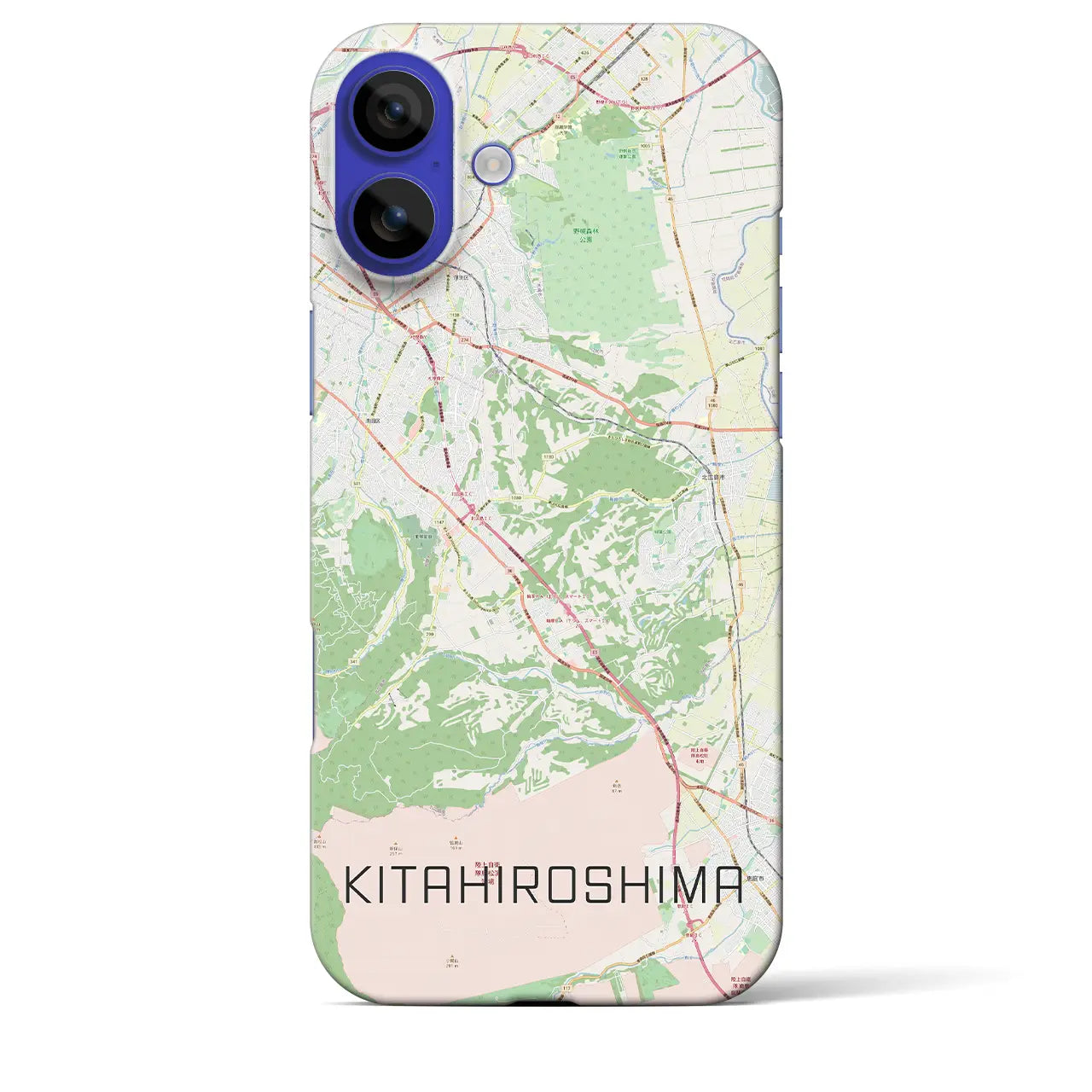 【北広島2(北海道)】地図柄iPhoneケース(バックカバータイプ)ナチュラル・iPhone 16 Pro Max 用