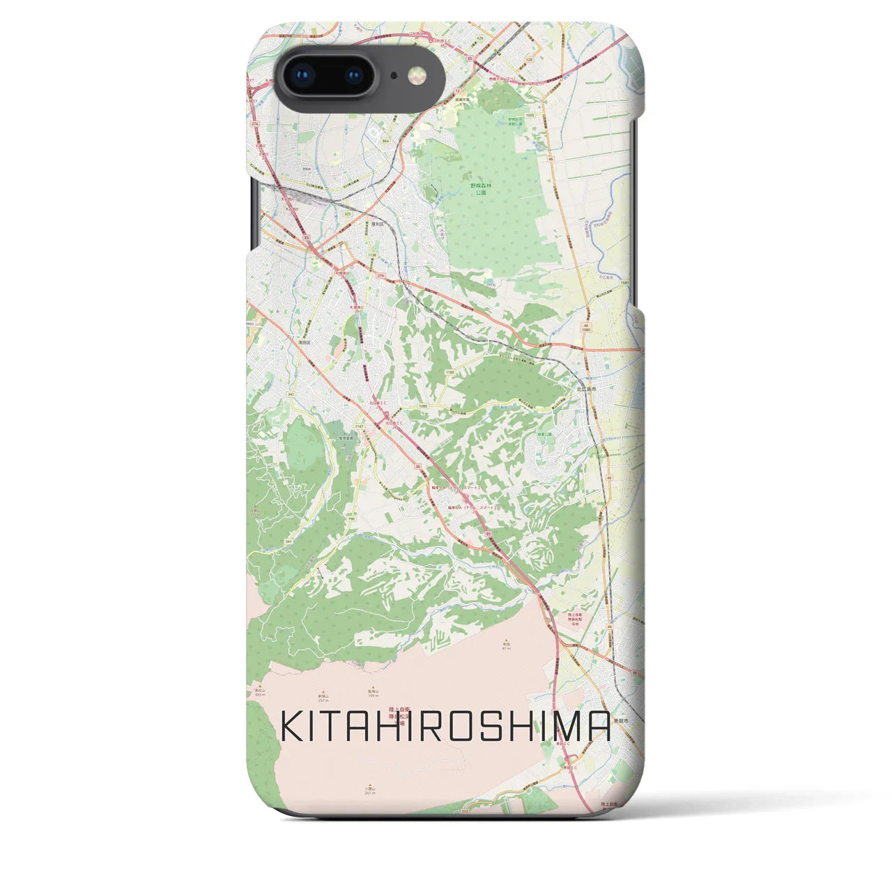 【北広島2(北海道)】地図柄iPhoneケース(バックカバータイプ)