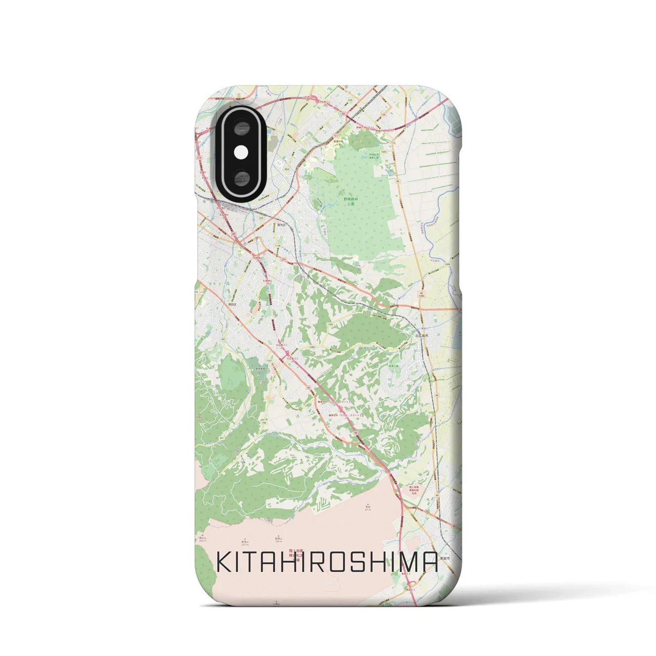 【北広島2(北海道)】地図柄iPhoneケース(バックカバータイプ)