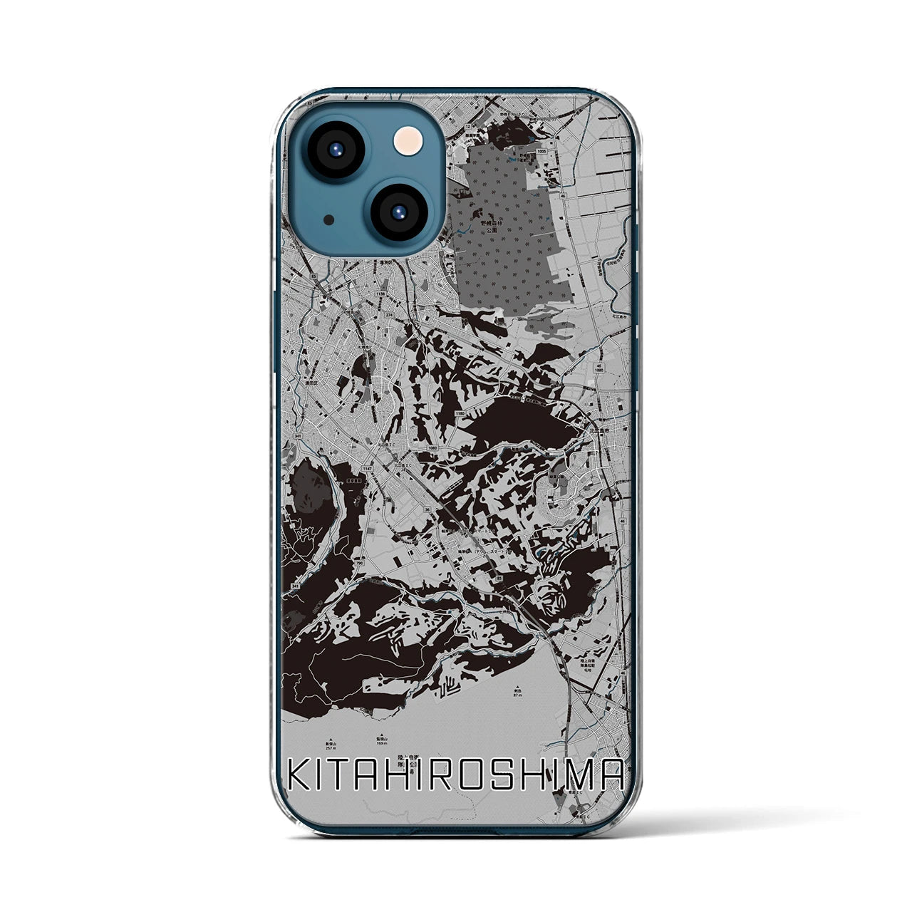 【北広島2(北海道)】地図柄iPhoneケース(クリアタイプ)