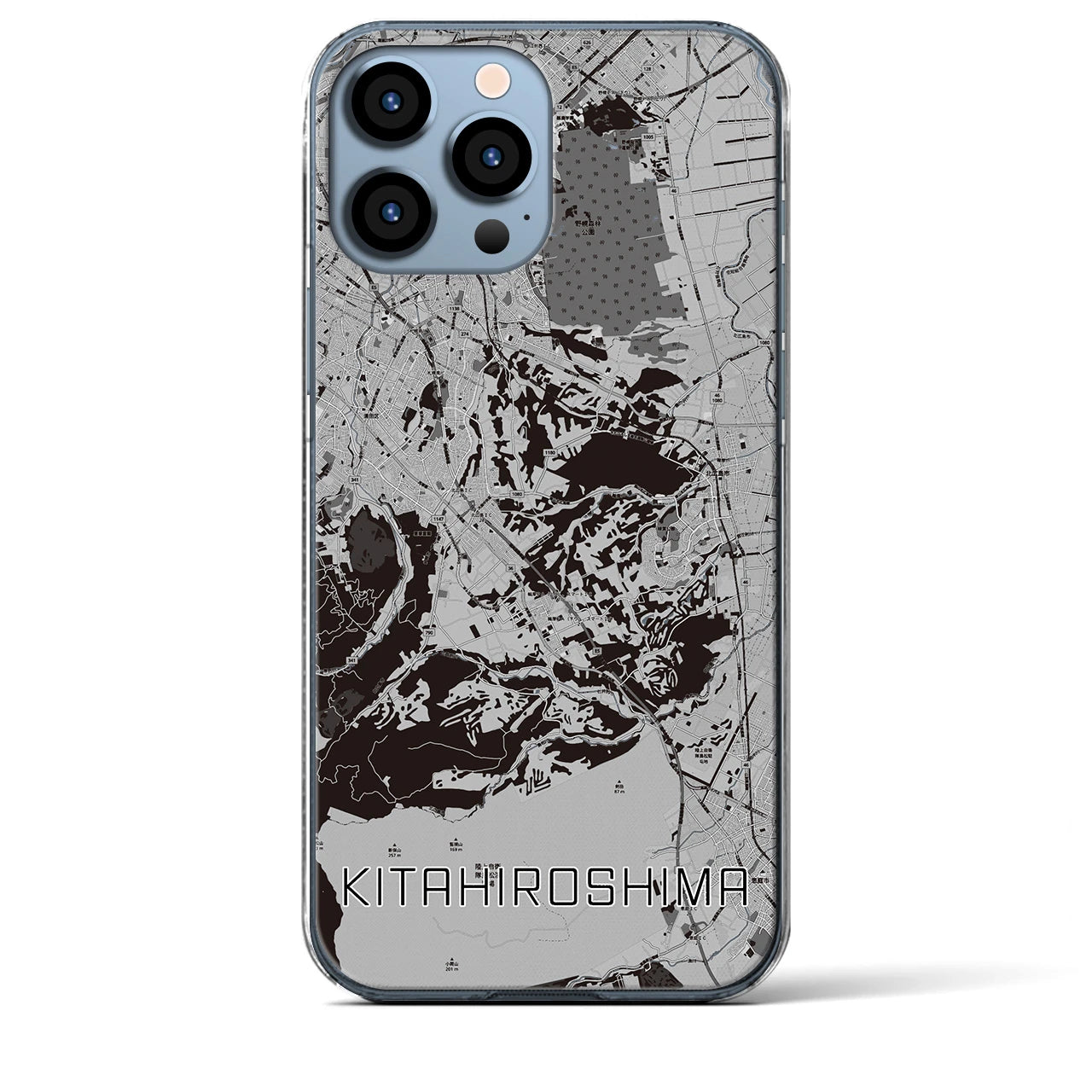 【北広島2(北海道)】地図柄iPhoneケース(クリアタイプ)