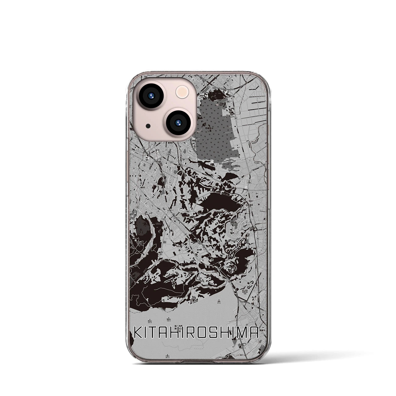 【北広島2(北海道)】地図柄iPhoneケース(クリアタイプ)