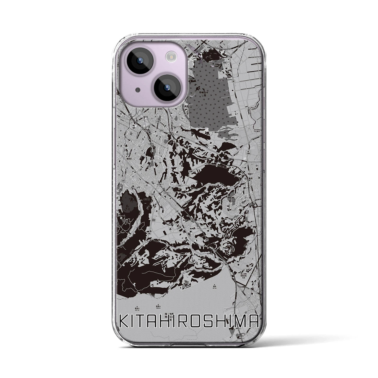 【北広島2(北海道)】地図柄iPhoneケース(クリアタイプ)