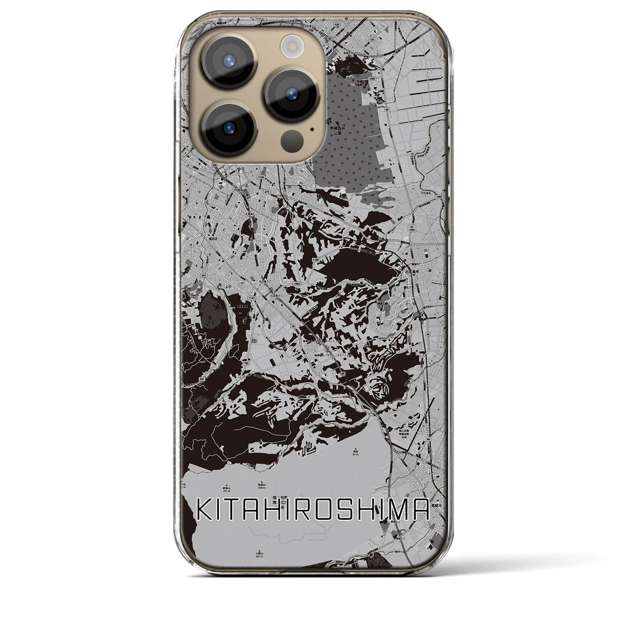 【北広島2(北海道)】地図柄iPhoneケース(クリアタイプ)