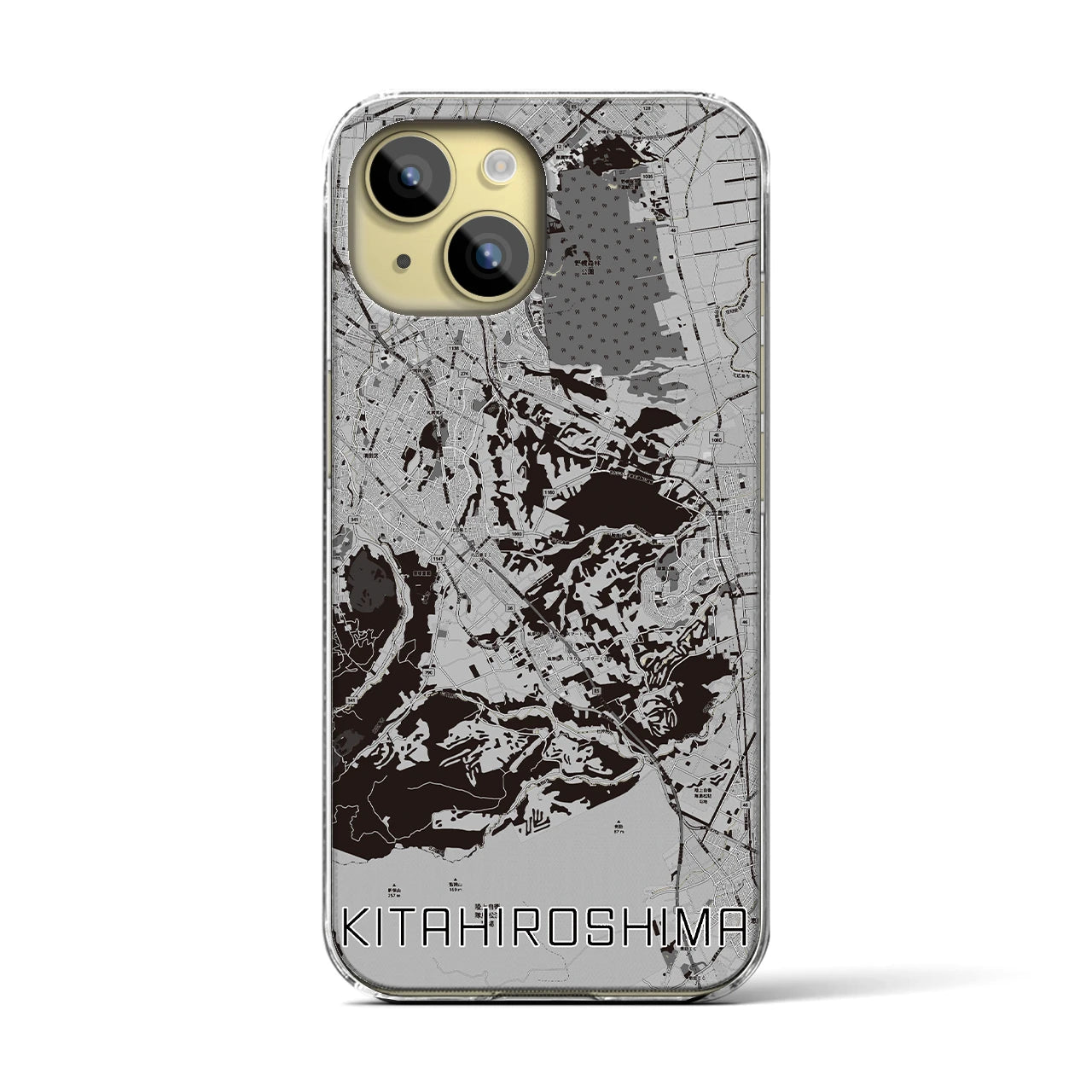 【北広島2(北海道)】地図柄iPhoneケース(クリアタイプ)