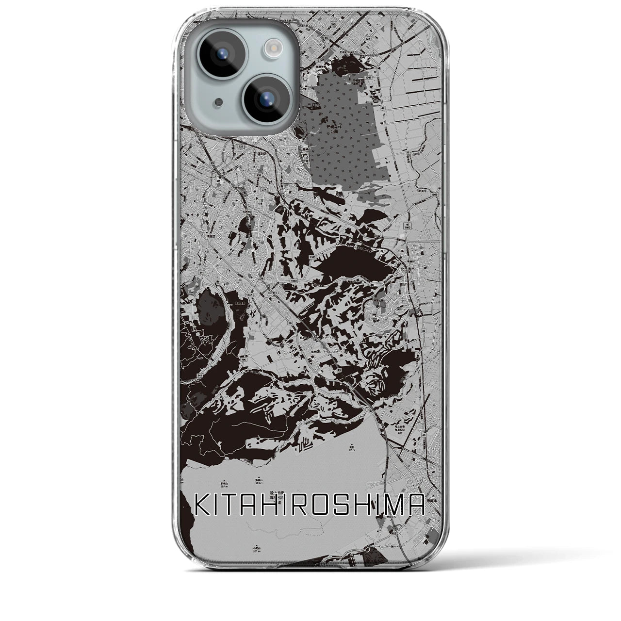 【北広島2(北海道)】地図柄iPhoneケース(クリアタイプ)