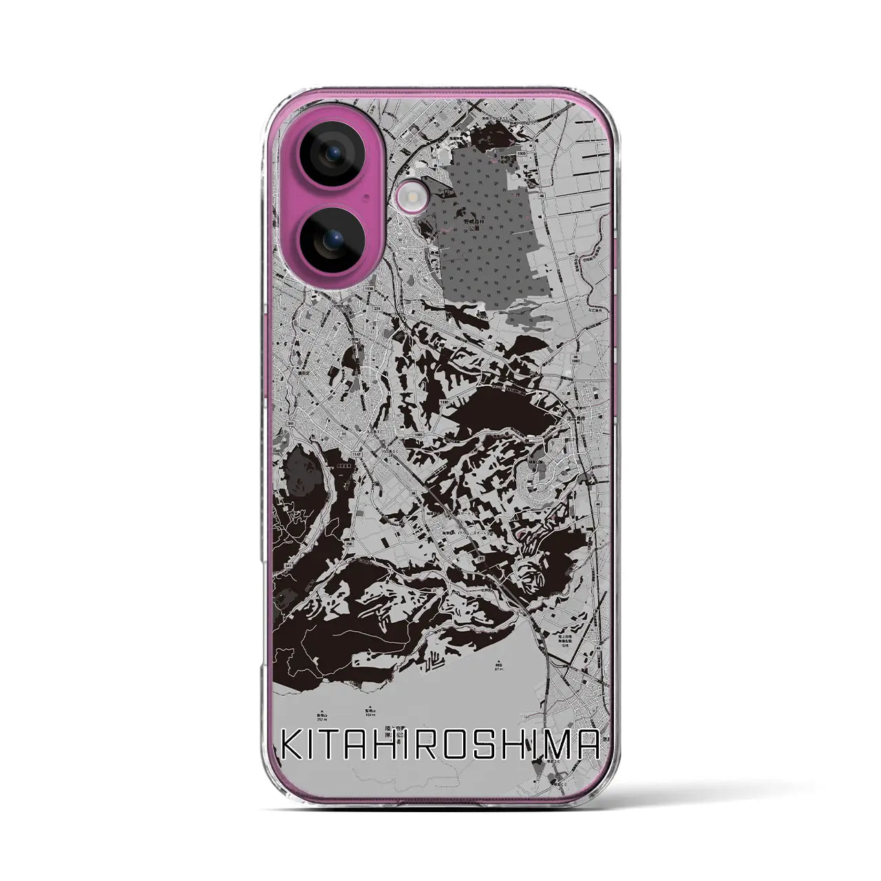 【北広島2(北海道)】地図柄iPhoneケース(クリアタイプ)