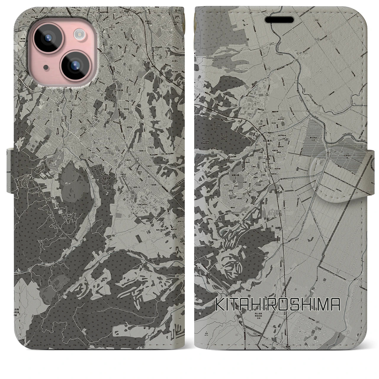 【北広島(北海道)】地図柄iPhoneケース(手帳タイプ)