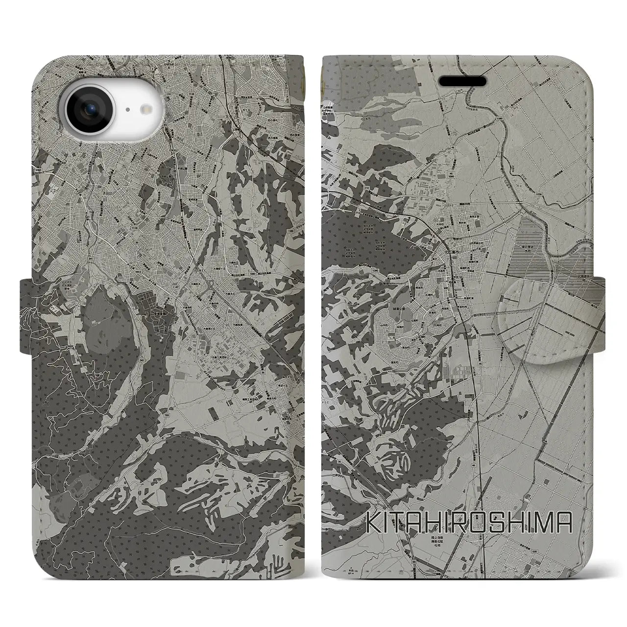 【北広島(北海道)】地図柄iPhoneケース(手帳タイプ)