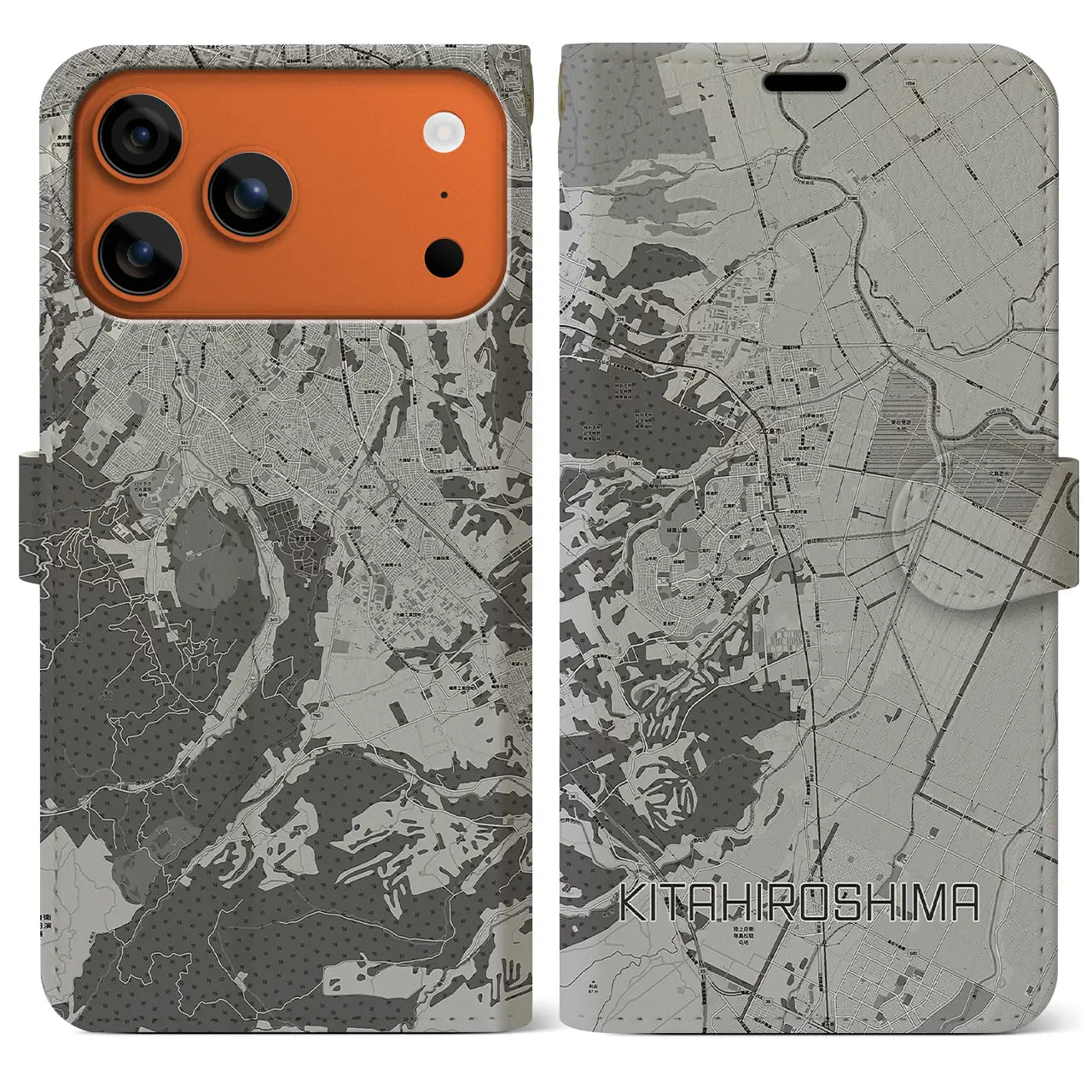 【北広島(北海道)】地図柄iPhoneケース(手帳タイプ)