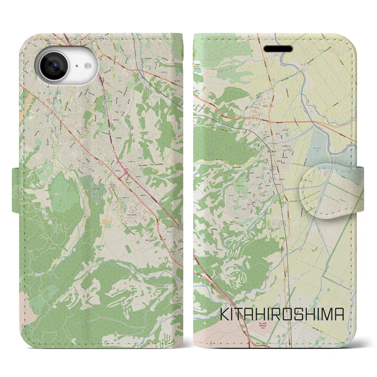 【北広島(北海道)】地図柄iPhoneケース(手帳タイプ)