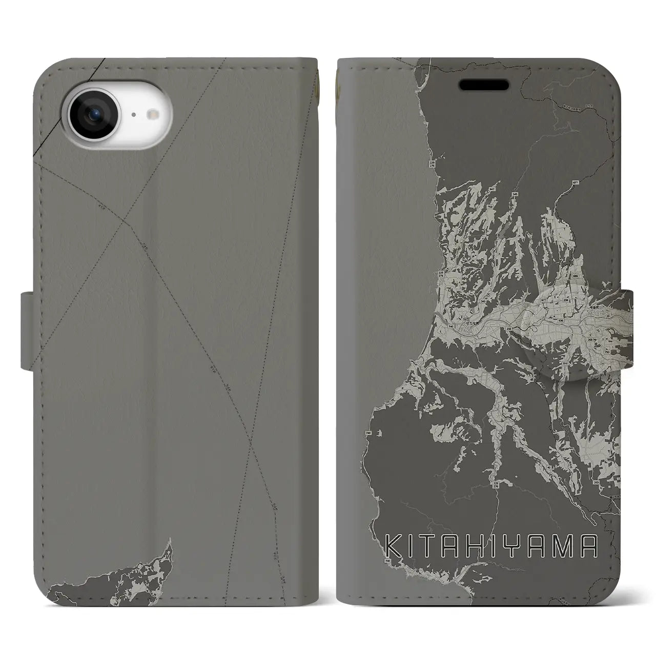 【北檜山(北海道)】地図柄iPhoneケース(手帳タイプ)