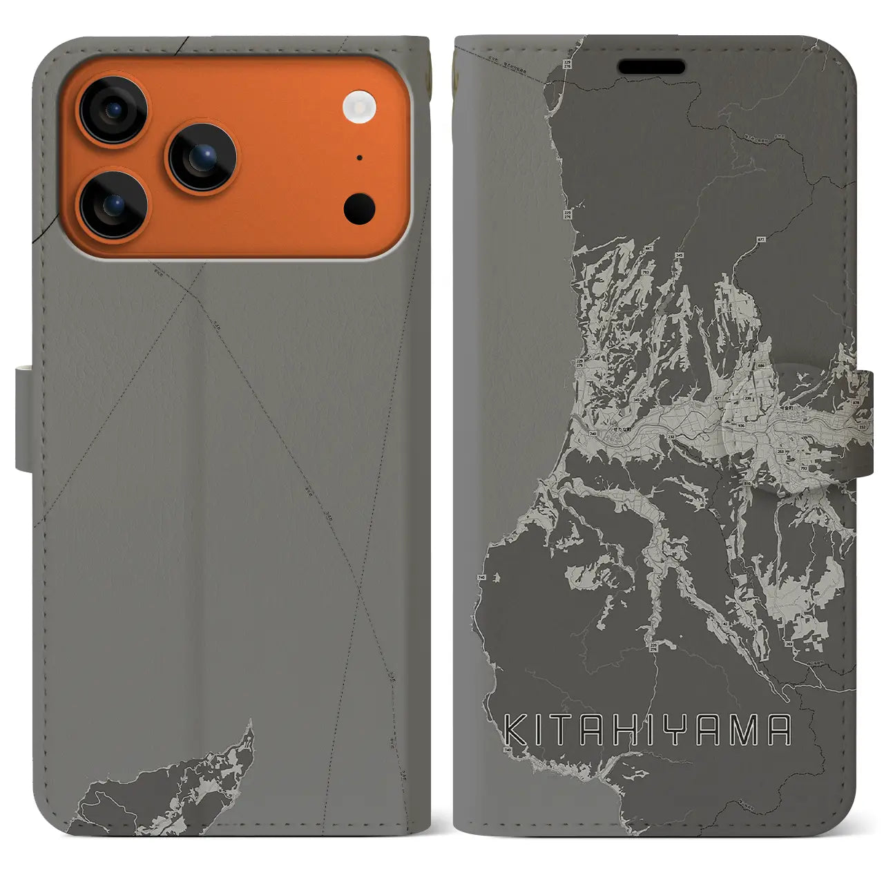 【北檜山(北海道)】地図柄iPhoneケース(手帳タイプ)