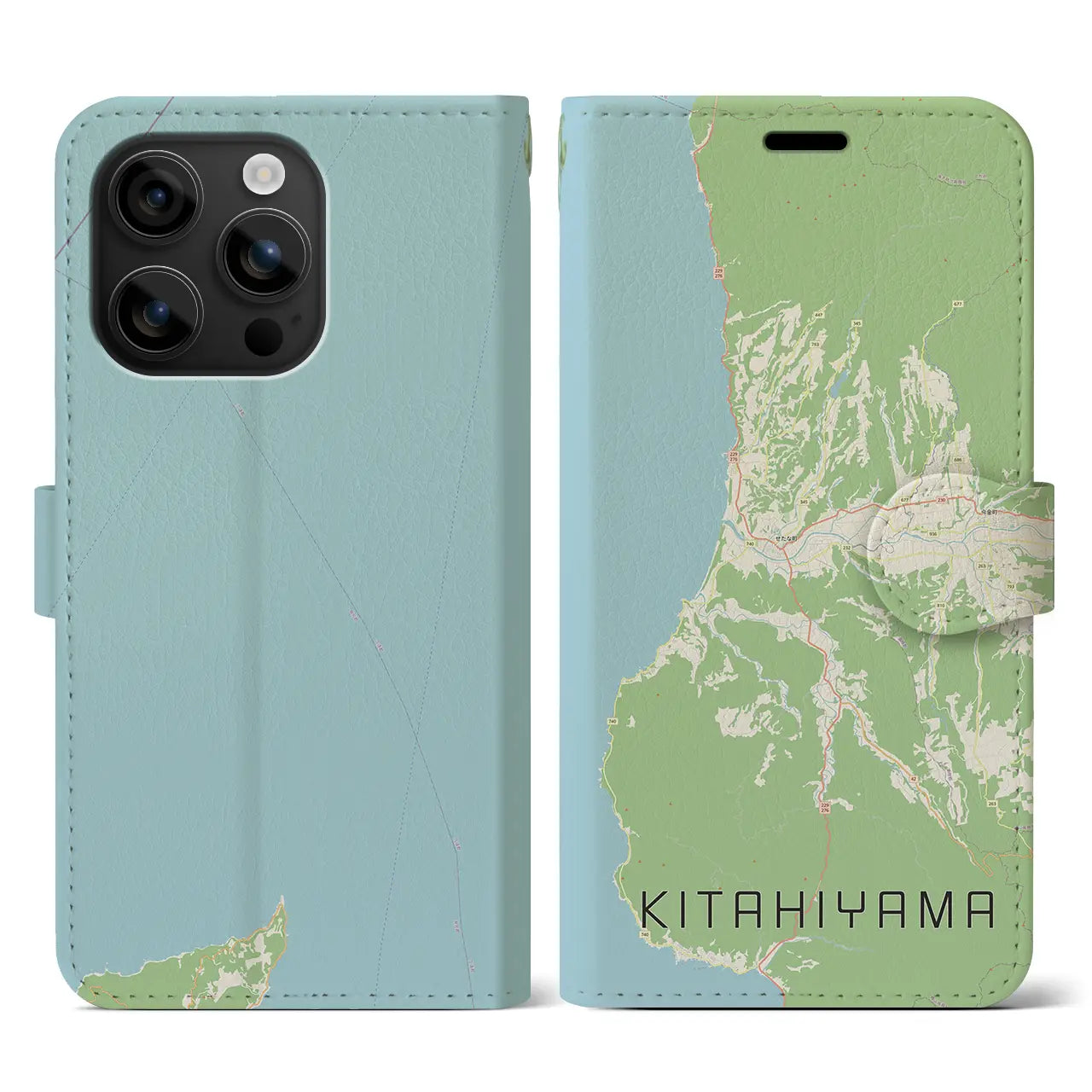 【北檜山(北海道)】地図柄iPhoneケース(手帳タイプ)ナチュラル・iPhone 16 用