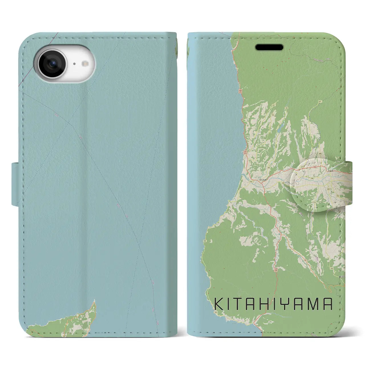 【北檜山(北海道)】地図柄iPhoneケース(手帳タイプ)