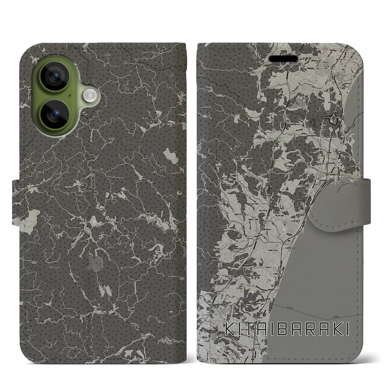 【北茨城(茨城県)】地図柄iPhoneケース(手帳タイプ)