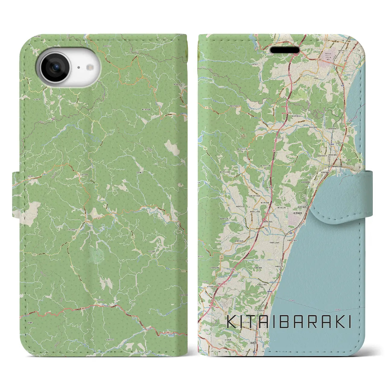 【北茨城(茨城県)】地図柄iPhoneケース(手帳タイプ)