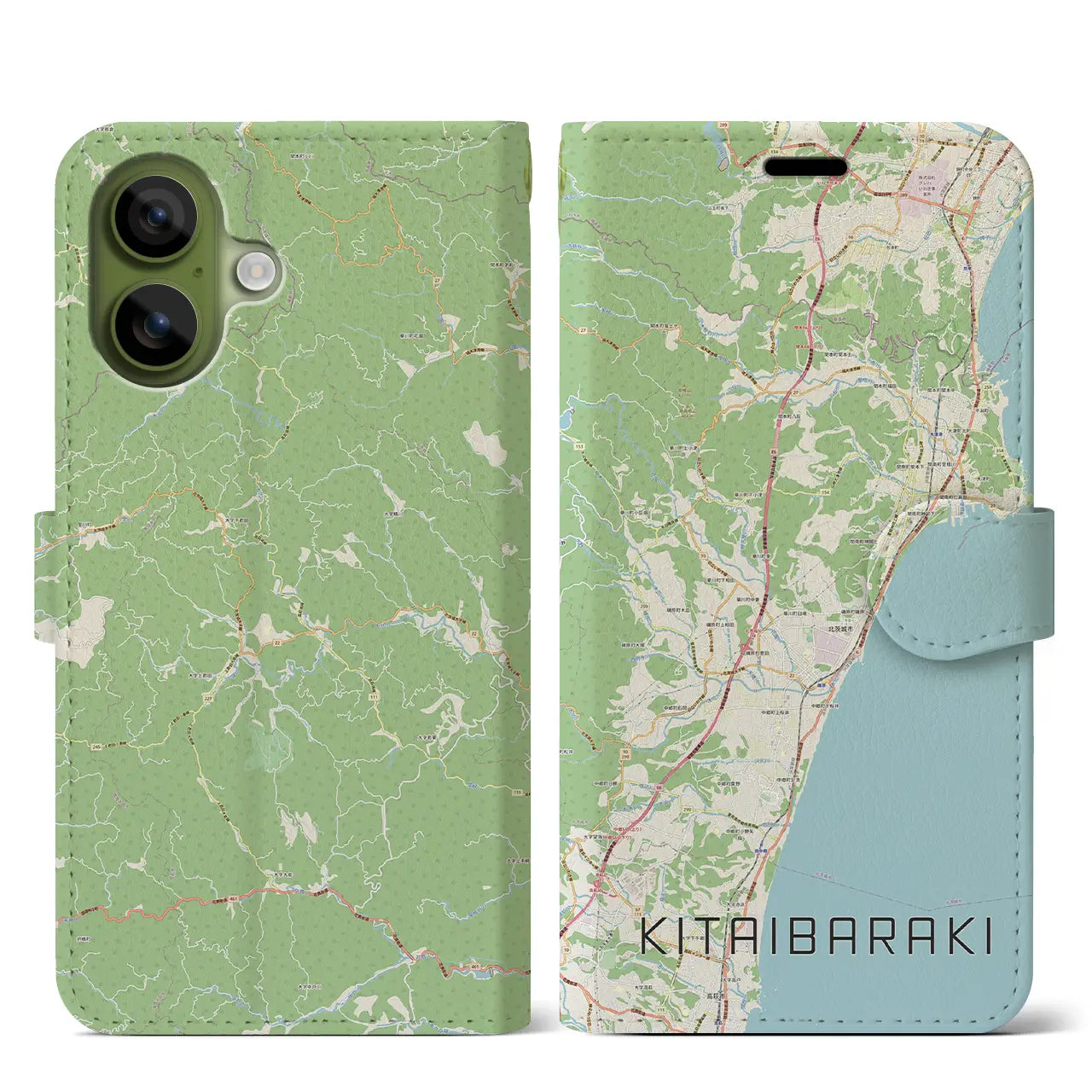 【北茨城(茨城県)】地図柄iPhoneケース(手帳タイプ)