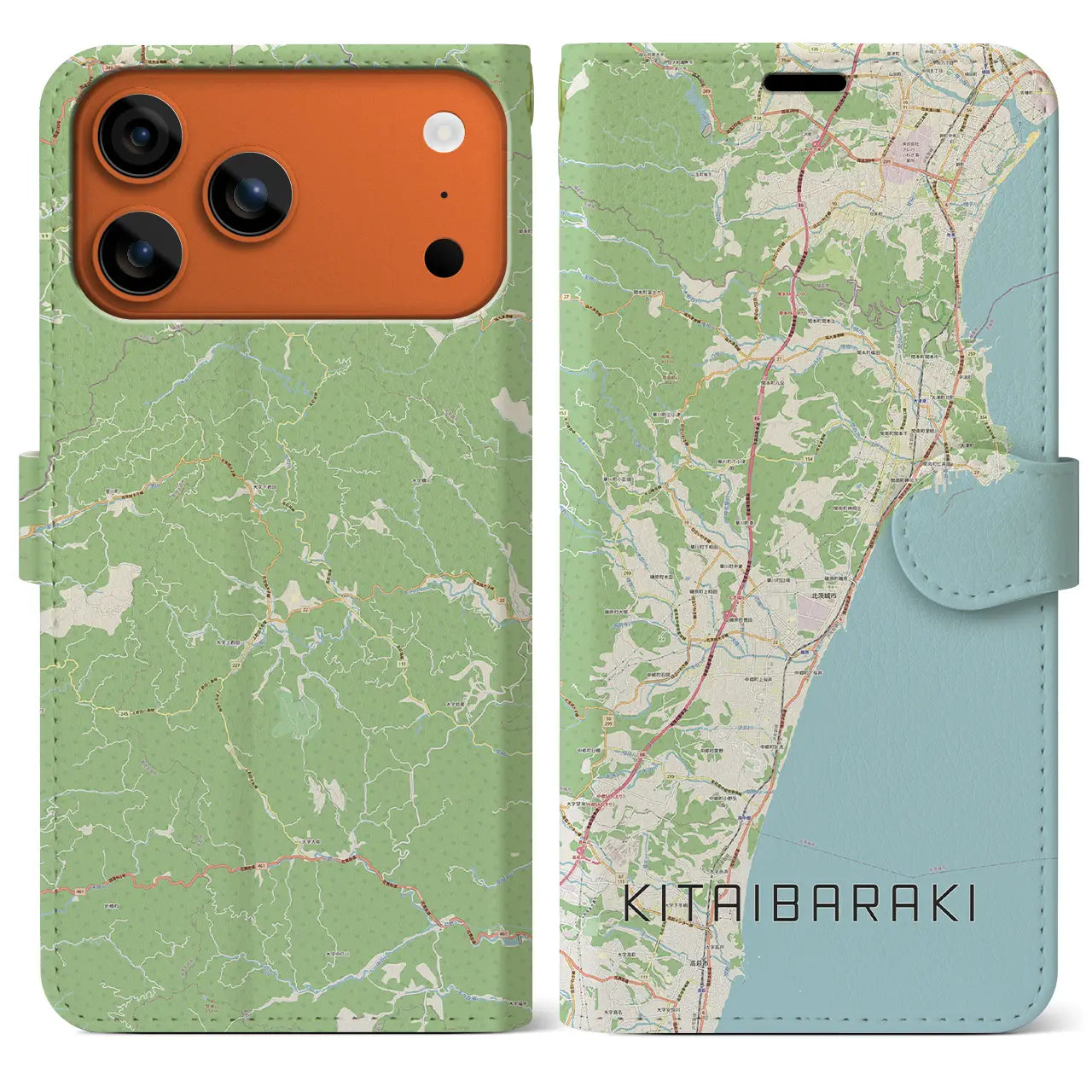 【北茨城(茨城県)】地図柄iPhoneケース(手帳タイプ)