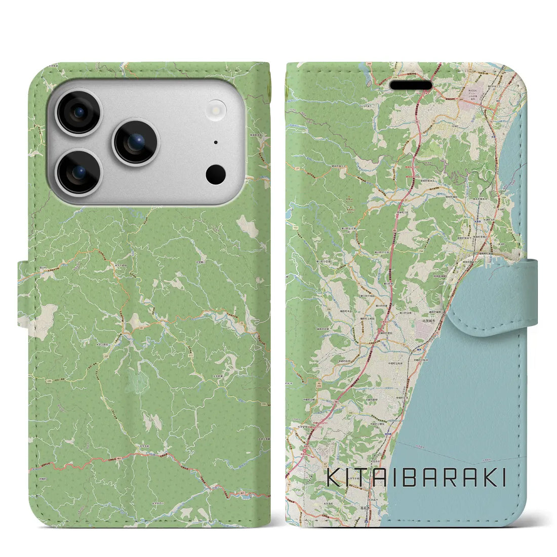 【北茨城(茨城県)】地図柄iPhoneケース(手帳タイプ)ナチュラル・iPhone 17 Pro Max 用