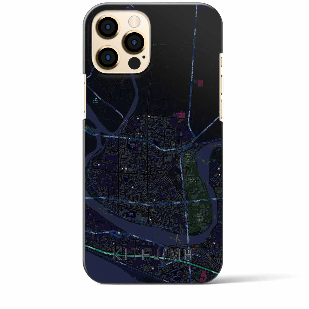 【北島(徳島県)】地図柄iPhoneケース(バックカバータイプ)