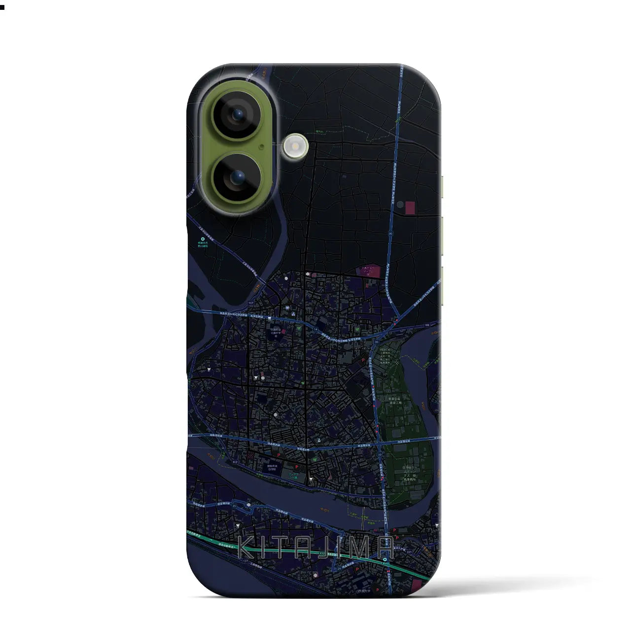 【北島(徳島県)】地図柄iPhoneケース(バックカバータイプ)