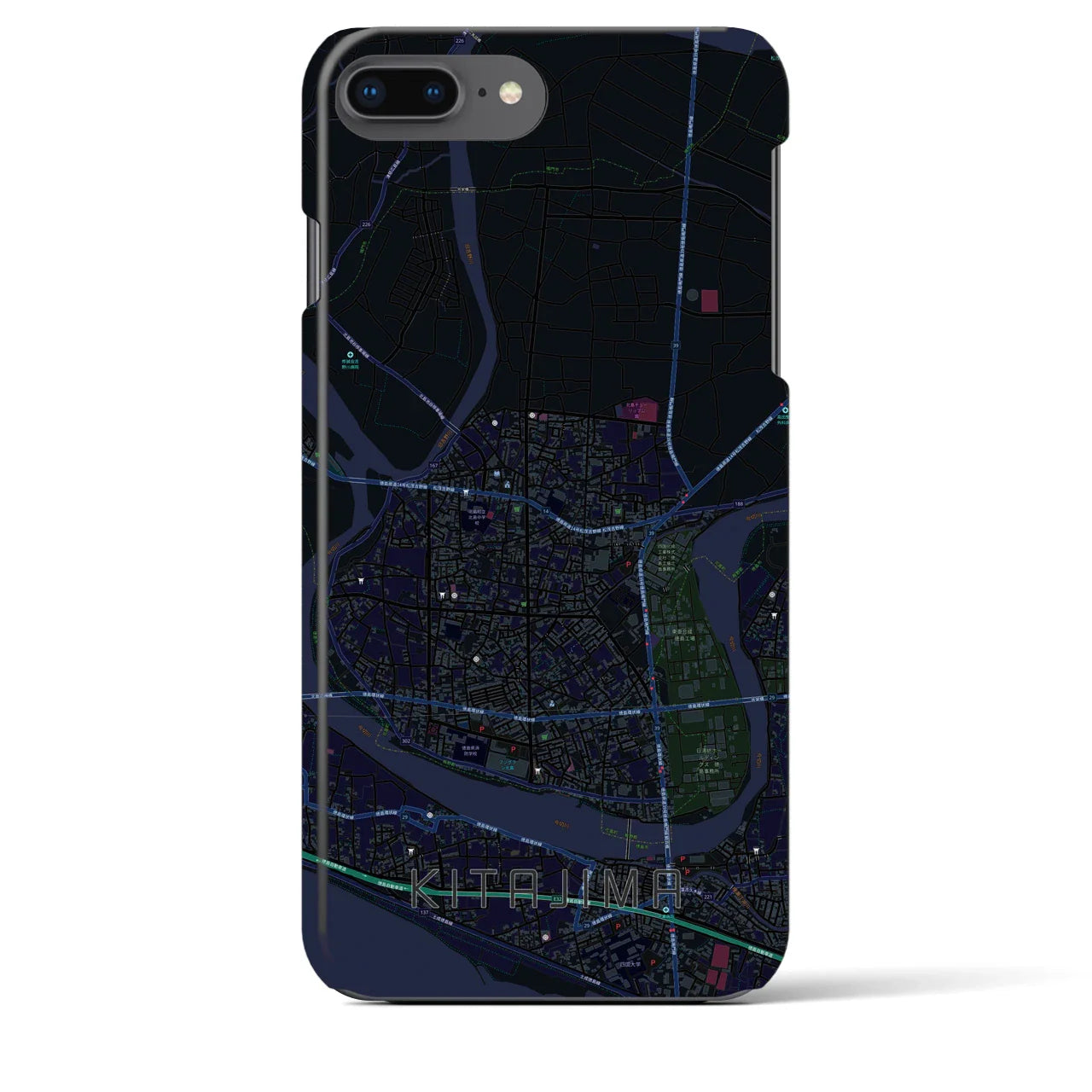 【北島(徳島県)】地図柄iPhoneケース(バックカバータイプ)