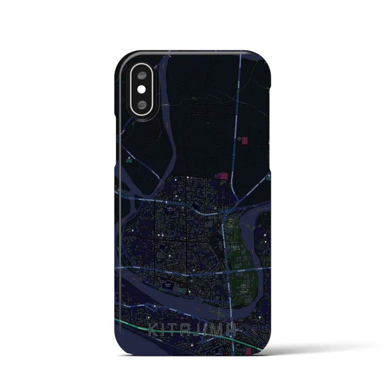 【北島(徳島県)】地図柄iPhoneケース(バックカバータイプ)