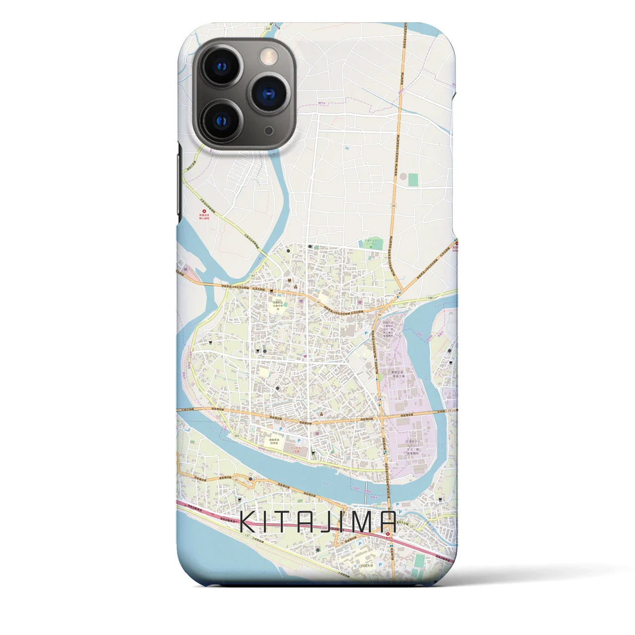 【北島(徳島県)】地図柄iPhoneケース(バックカバータイプ)