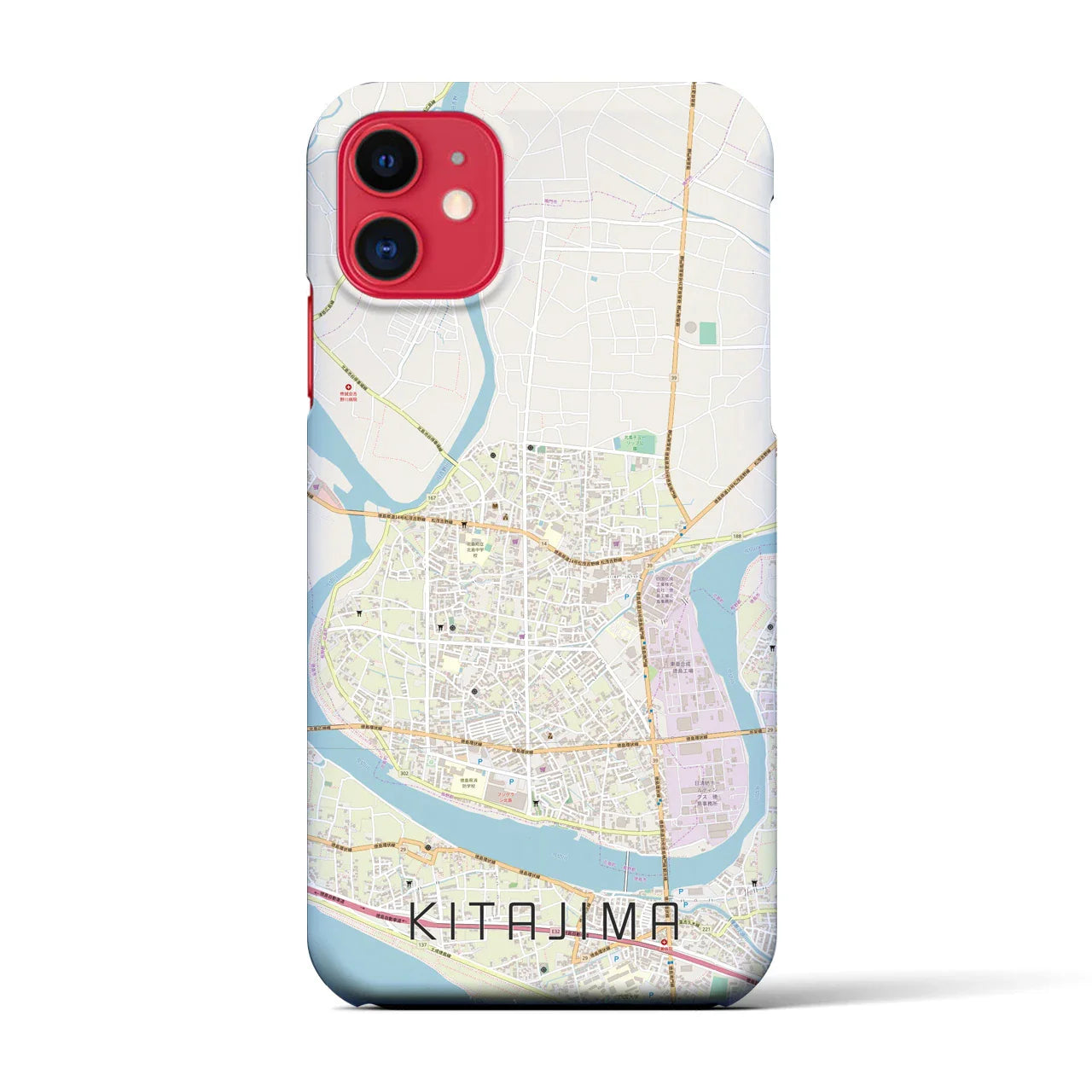 【北島(徳島県)】地図柄iPhoneケース(バックカバータイプ)