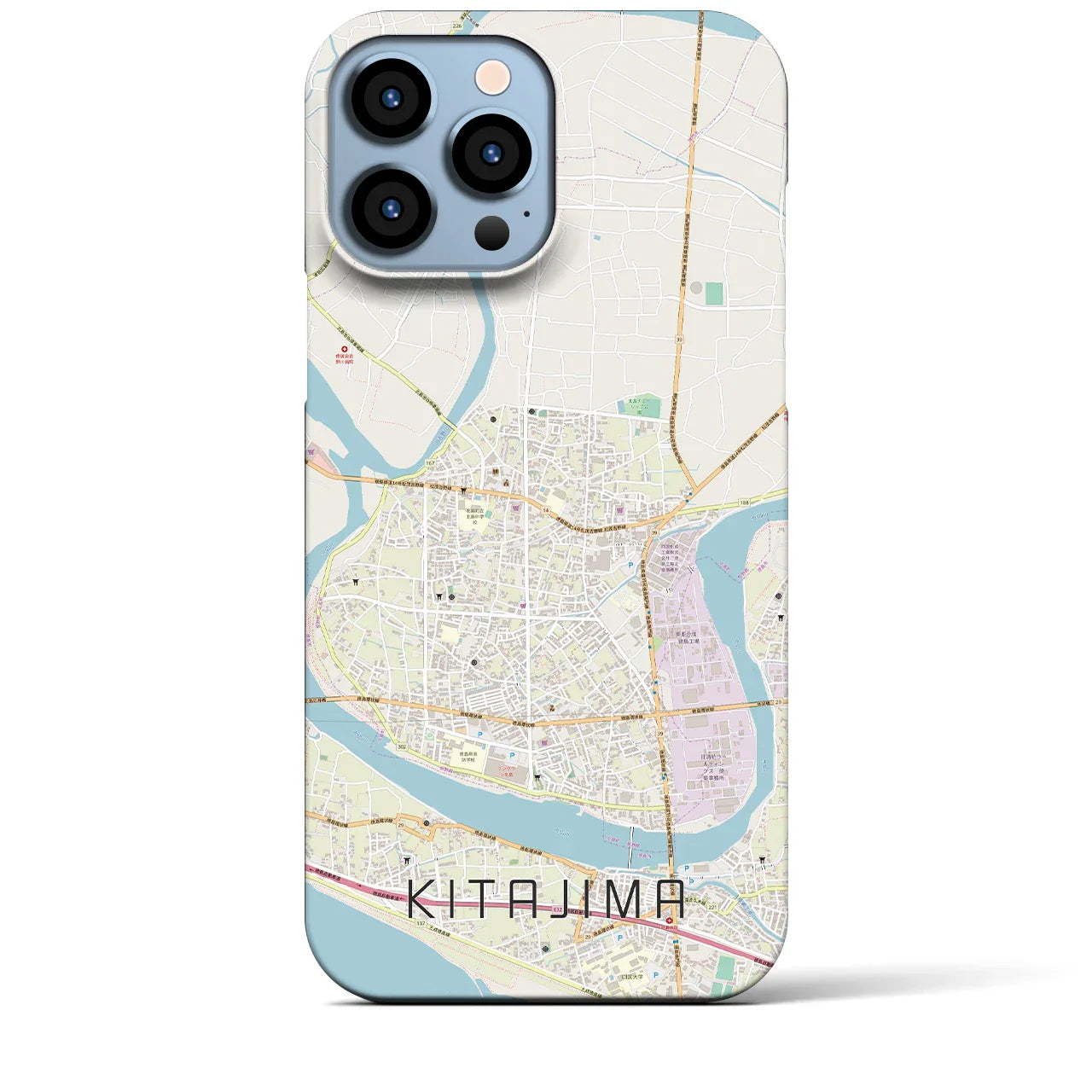 【北島(徳島県)】地図柄iPhoneケース(バックカバータイプ)