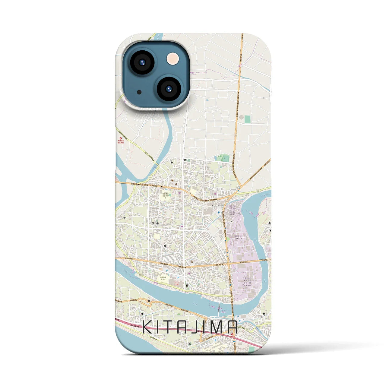【北島(徳島県)】地図柄iPhoneケース(バックカバータイプ)