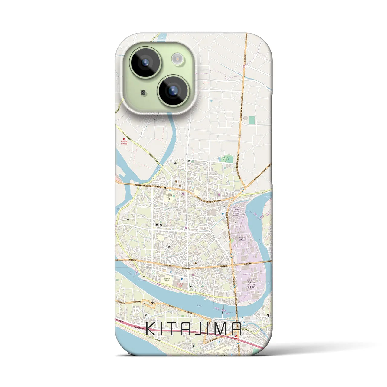【北島(徳島県)】地図柄iPhoneケース(バックカバータイプ)