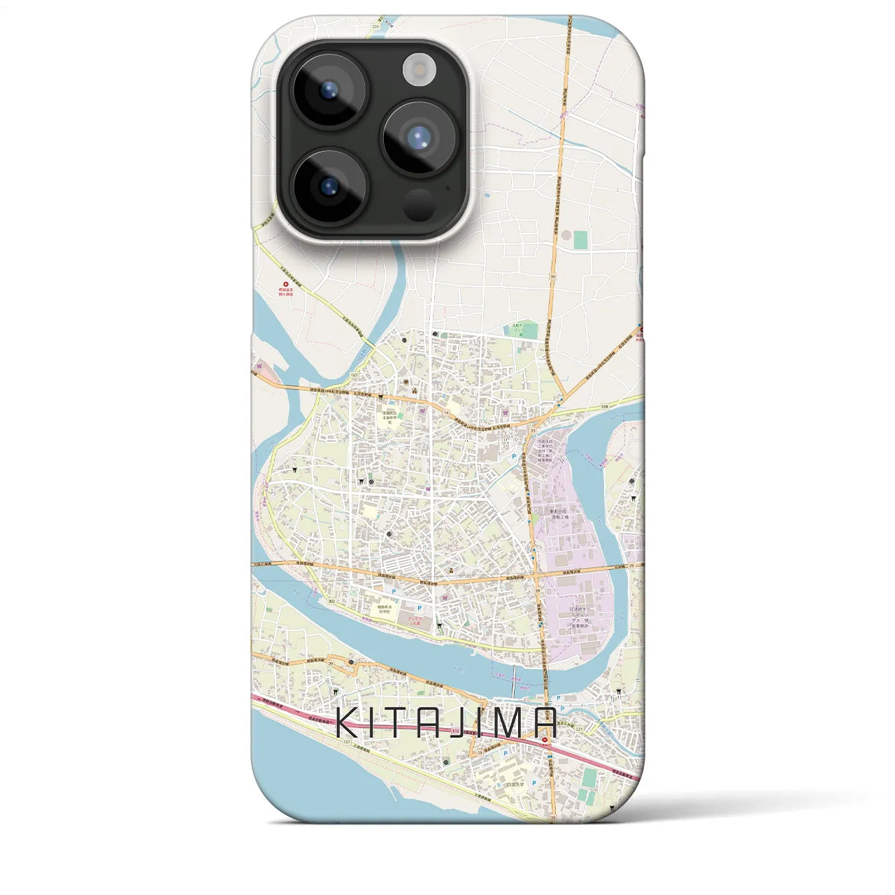 【北島(徳島県)】地図柄iPhoneケース(バックカバータイプ)