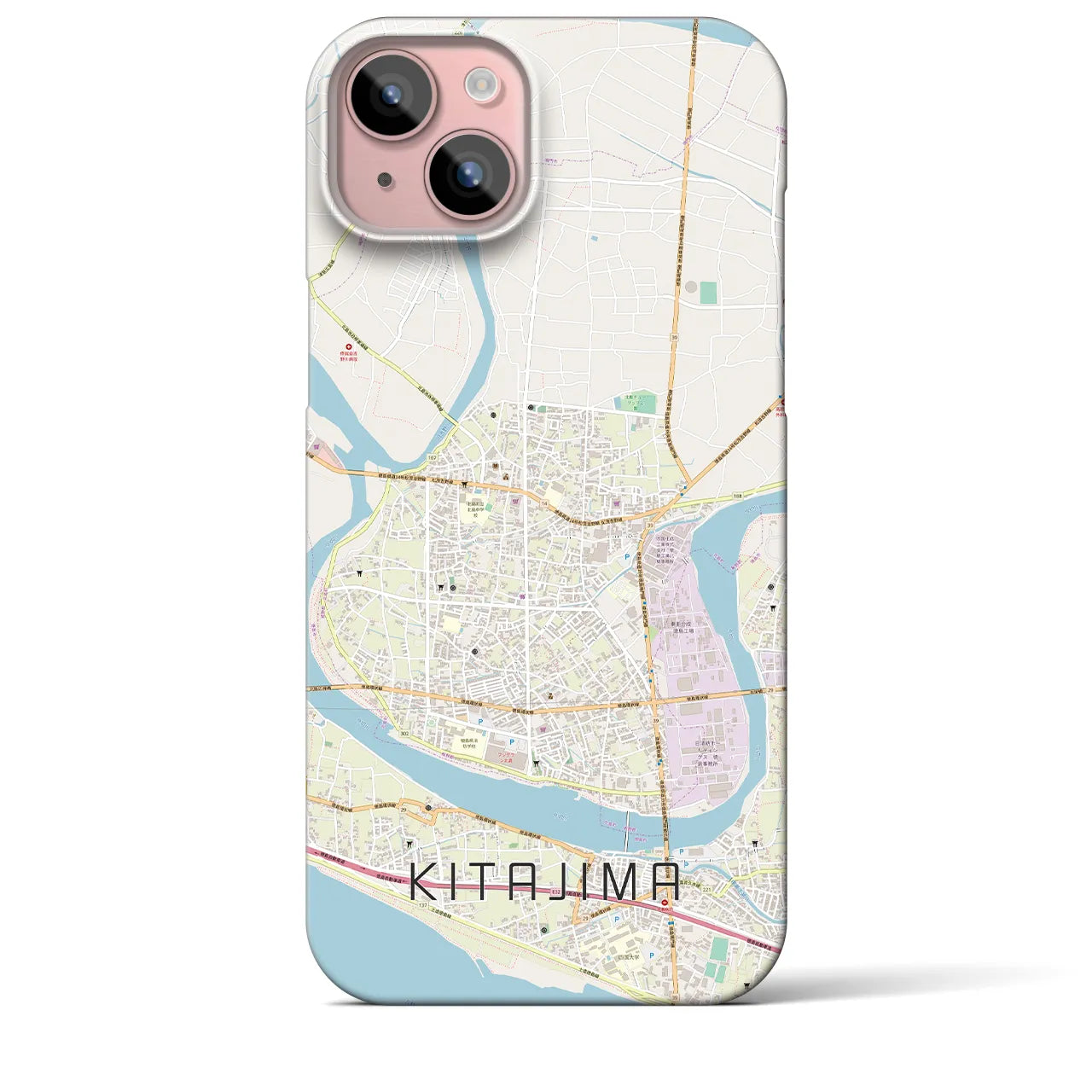 【北島(徳島県)】地図柄iPhoneケース(バックカバータイプ)