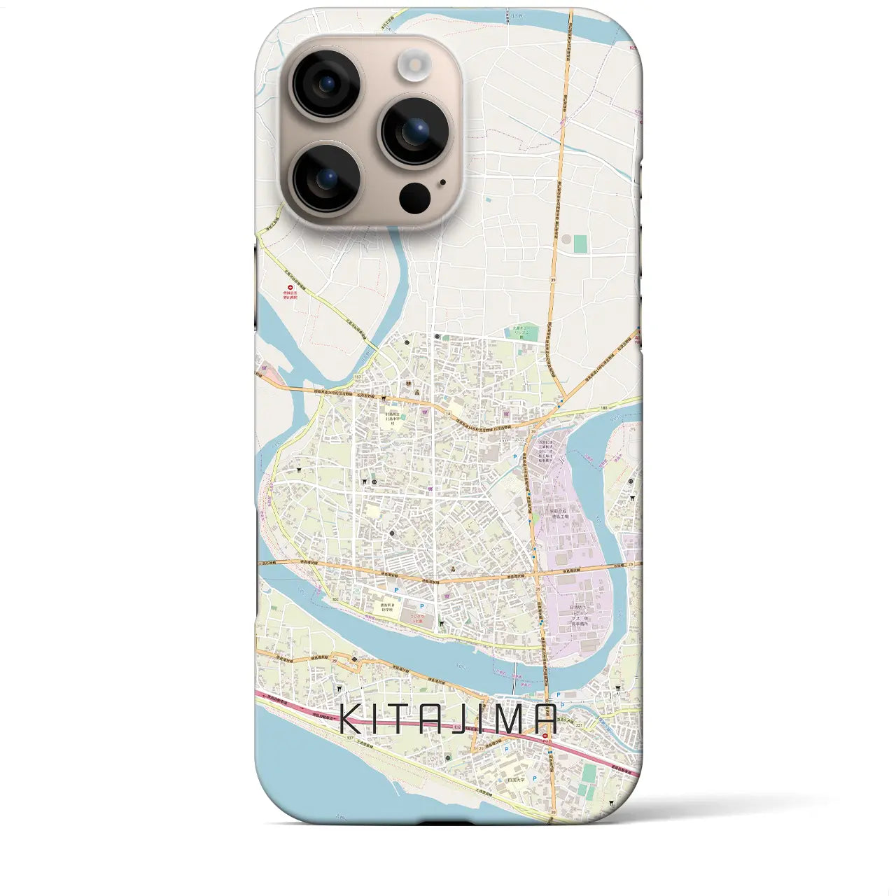 【北島(徳島県)】地図柄iPhoneケース(バックカバータイプ)