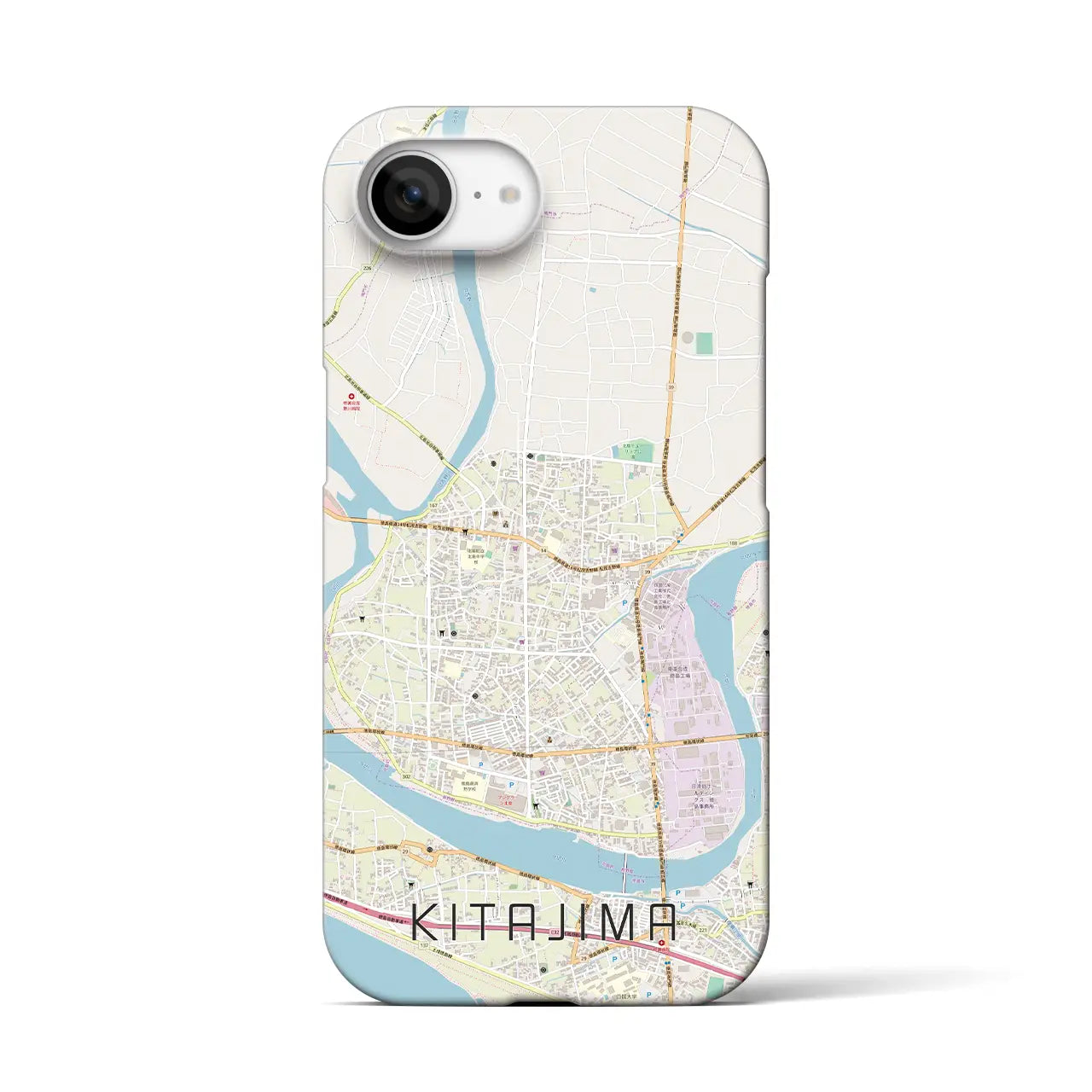 【北島(徳島県)】地図柄iPhoneケース(バックカバータイプ)